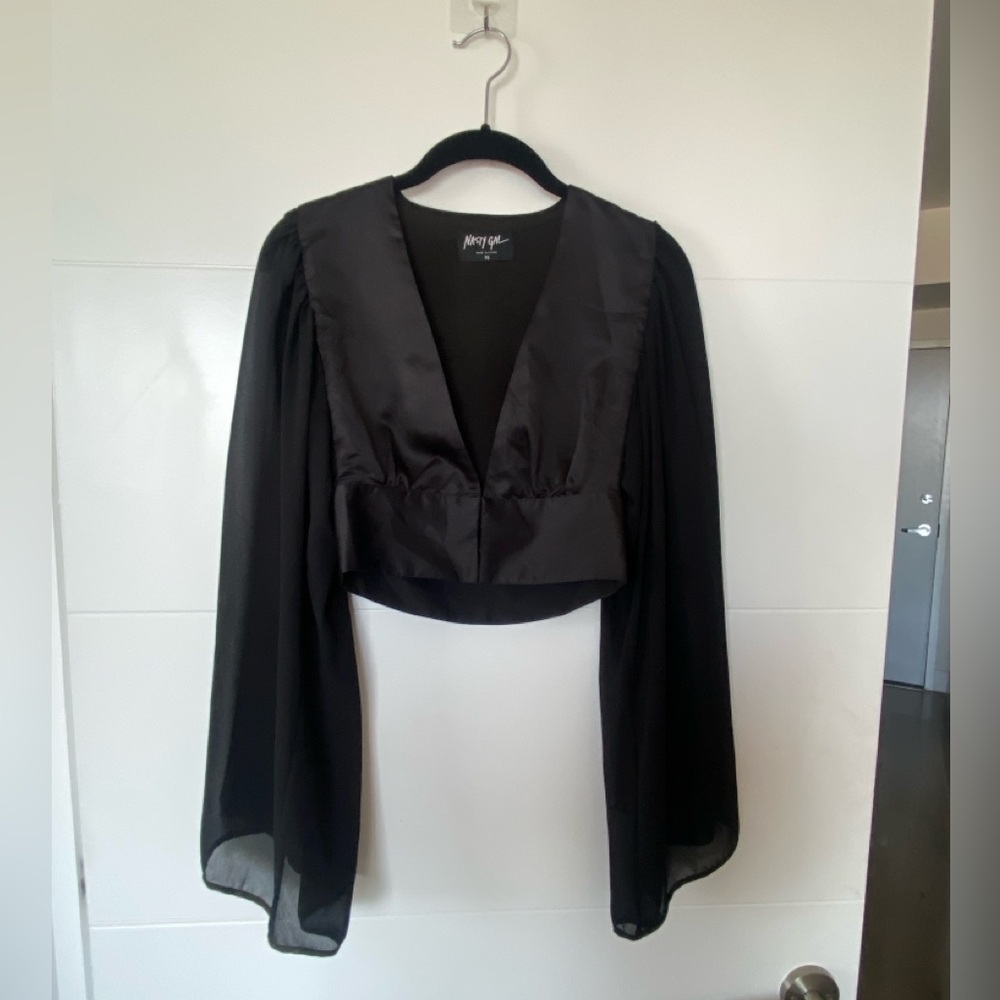 Black Sheer Sleeve Top